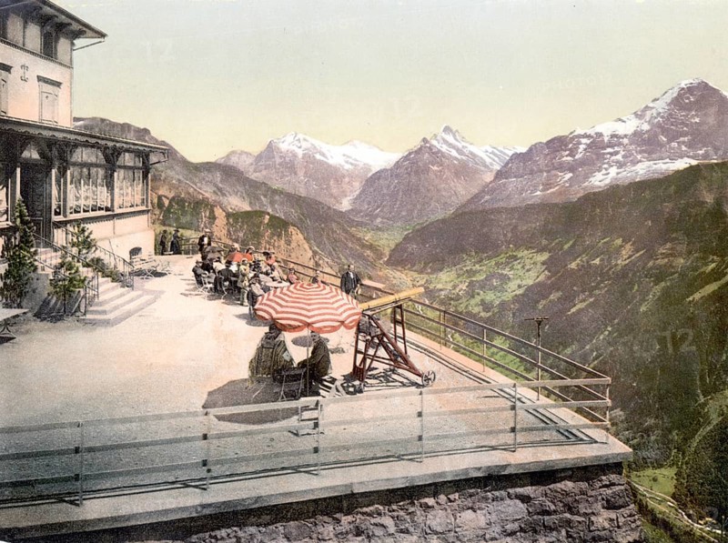 Wetterhorn, from Schynige Platte, Bernese Oberland, Switzerland, Historic, digitally restored reproduction from a 19th century original, Record date not stated, from Schynige Platte, Bernese Oberland, Switzerland, Historic, digitally restored reproduction from a 19th century original, Record date not stated, Europe