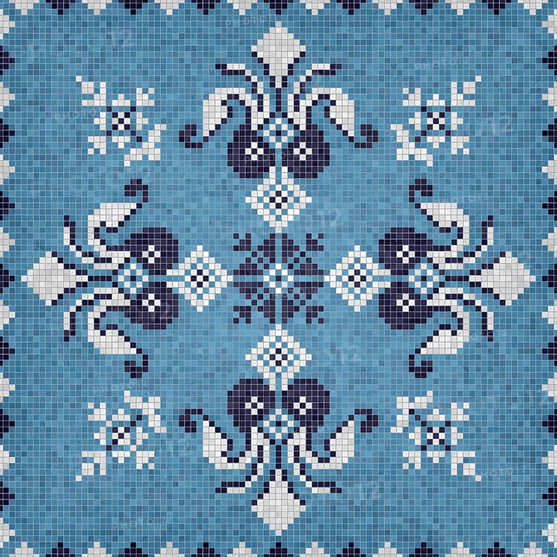 Mosaic tiles background, seamless vector pattern