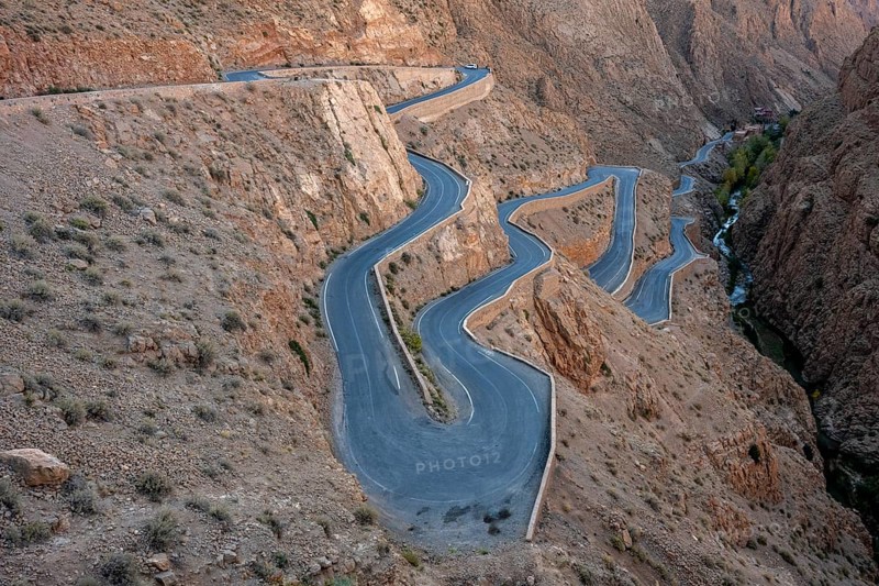 Mountain pass with serpentines, Gorges du Dades, Dades Gorge, Tamellalt, Morocco, Africa