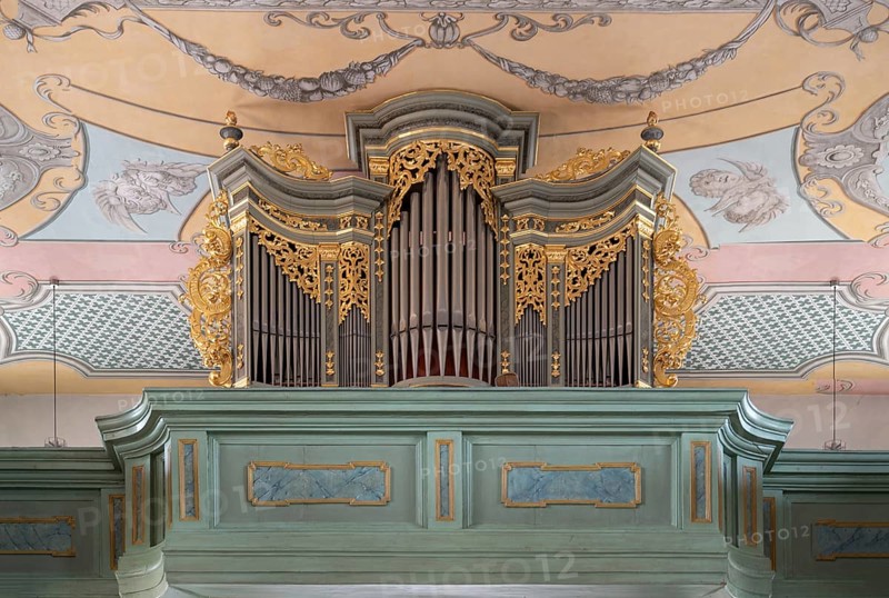 Organ built in 1976 in the Protestant parish church, built 1733-1748, Hauptstr. 44, Betzenstein, Upper Franconia, Bavaria, Germany, Europe