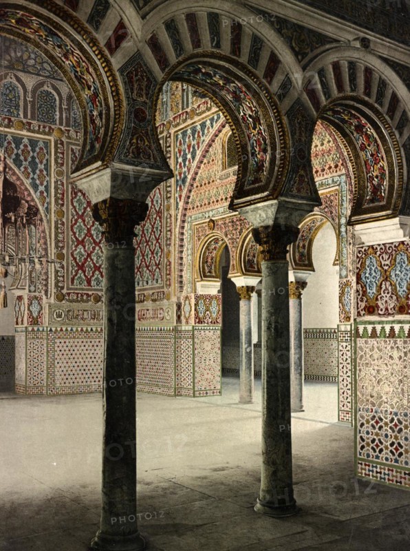 Salon de Embajadores, Alcazar of Segovia, Spain, around 1890, Historical, digitally restored reproduction from a 19th century original, Europe