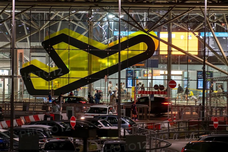 Cologne-Bonn Airport, CGN, North Rhine-Westphalia, Passenger Terminal 2, Logo, evening, Germany, Europe