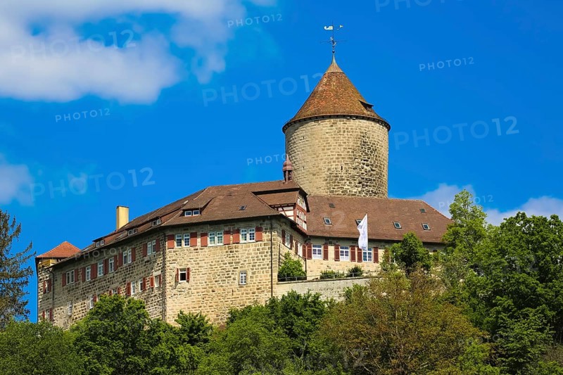 Reichenberg Castle, Staufer castle complex, hilltop castle, historical building, built between 1230 and 1231 by Margrave Hermann V of Baden, tower, Oppenweiler, Rems-Murr district, Baden-Württemberg, Germany, Europe