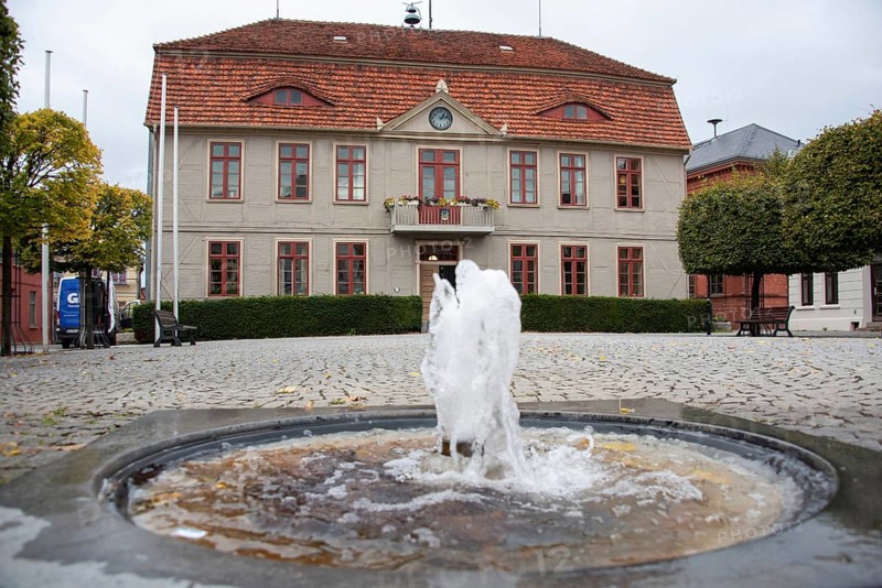 View of the town hall of the island town of Malchow, Mecklenburg-Western Pomerania, Germany, Europe