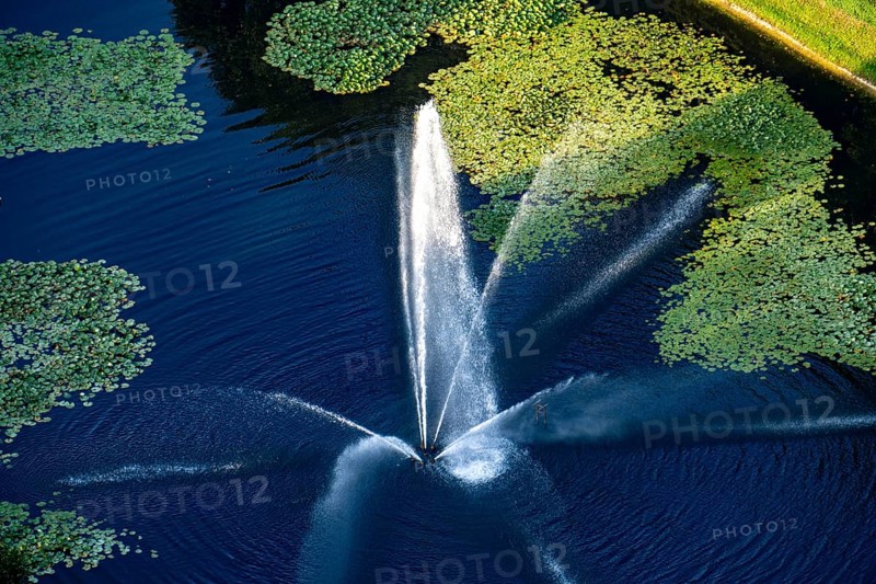 Kaiserhainteich, fountain, at Westfalenpark, on the B1 in Dortmund, North Rhine-Westphalia, Germany, Europe