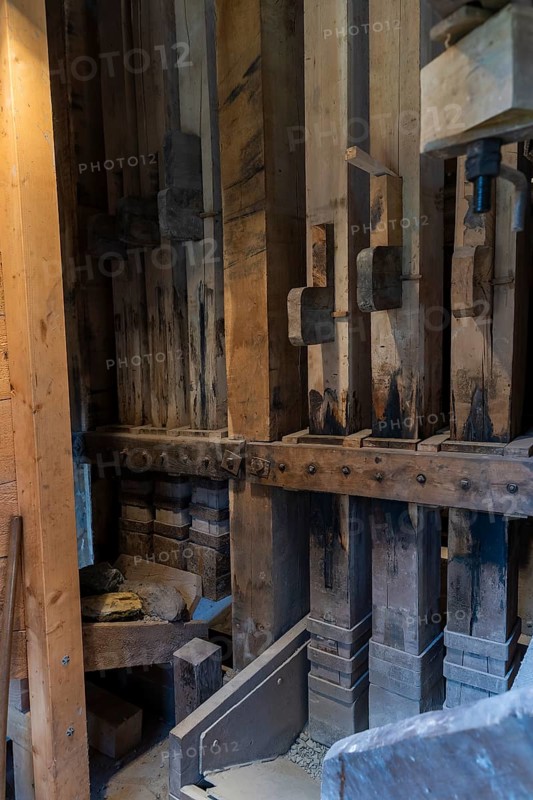 The Siebenschlehner Pochwerk is a listed pochwerk in the Neustädtel district of Schneeberg. It was an important tool for processing the cobalt, silver and nickel ores found and mined in this area of the Ore Mountains, Schneeberg, Schneeberg, Saxony, Germany, Europe