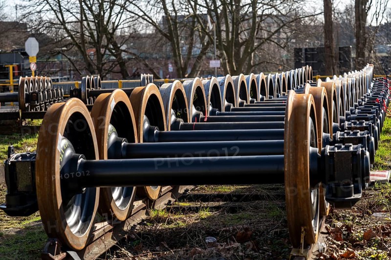 Wheelsets for railway vehicles, serviced and renewed, Herne, North Rhine-Westphalia, Germany, Europe
