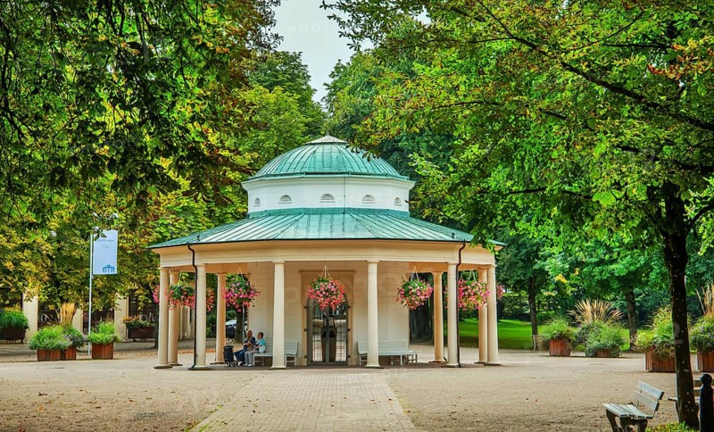 Spring temple in the historic spa gardens, Horn-Bad Meinberg, Teutoburg Forest, North Rhine-Westphalia, Germany, Europe