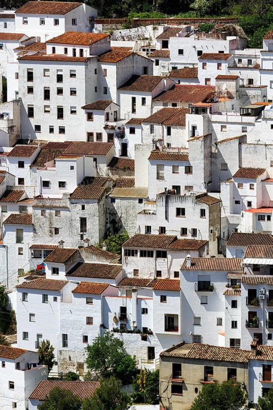 Typical white village of Casares, houses on the hillside, close-up, Route of the white villages, Malaga, Andalusia, Spain, Europe