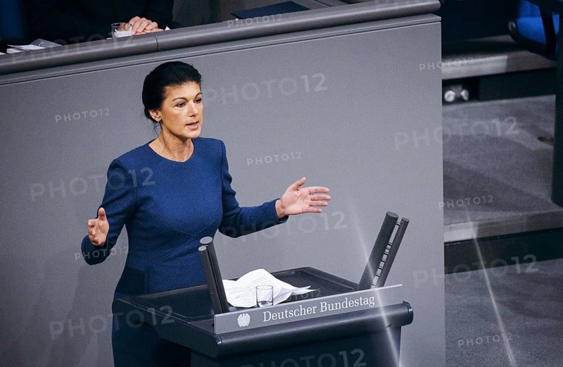 Sahra Wagenknecht, Non-attached Member, recorded during a debate in the German Bundestag on Epl 04, 22 Federal Chancellor and Federal Chancellery, Independent Control Council in the German Bundestag in Berlin, 31 January 2024