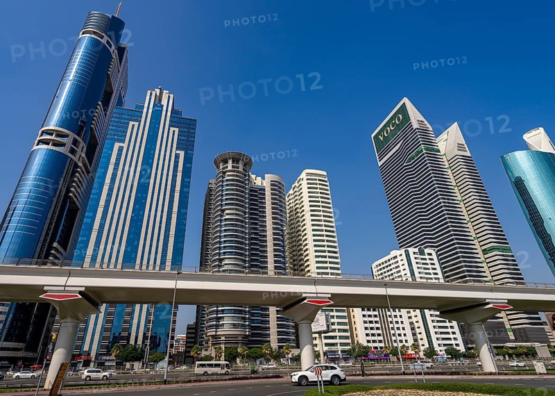 Dubai, Downtown skyscrapers and Sheik Zayed Road, United Arab Emirates, Middle East, Asia