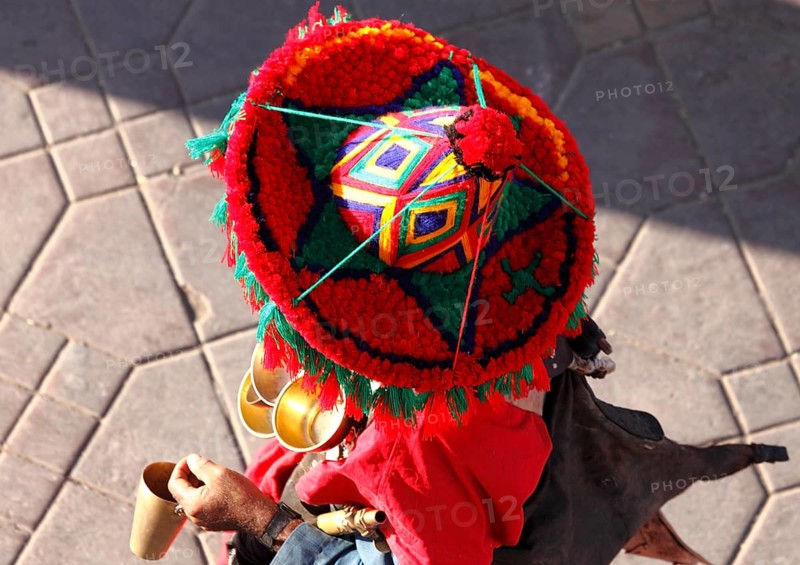 Water vendor on the Djemaa el Fna, Marrakech, Morocco, Africa