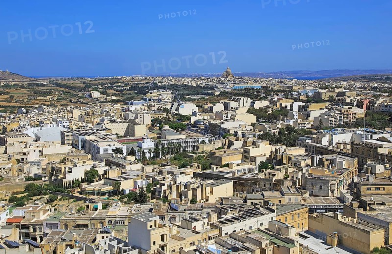 High density buildings looking east towards Xewkija from the town of Rabat Victoria Gozo, Malta, Europe