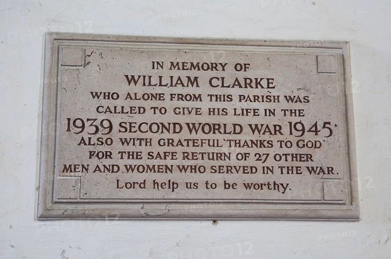 Village second world war memorial to fallen, Saint Andrew church, Westhall, Suffolk, England, UK