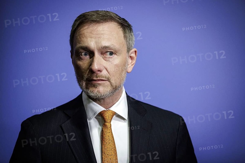 Christian Lindner, Federal Minister of Finance, photographed during a press statement after a citizens' dialogue of the Federal Ministry of Finance NOW In Dialogue in Lübeck, 06.02.2024. Photographed on behalf of the Federal Ministry of Finance