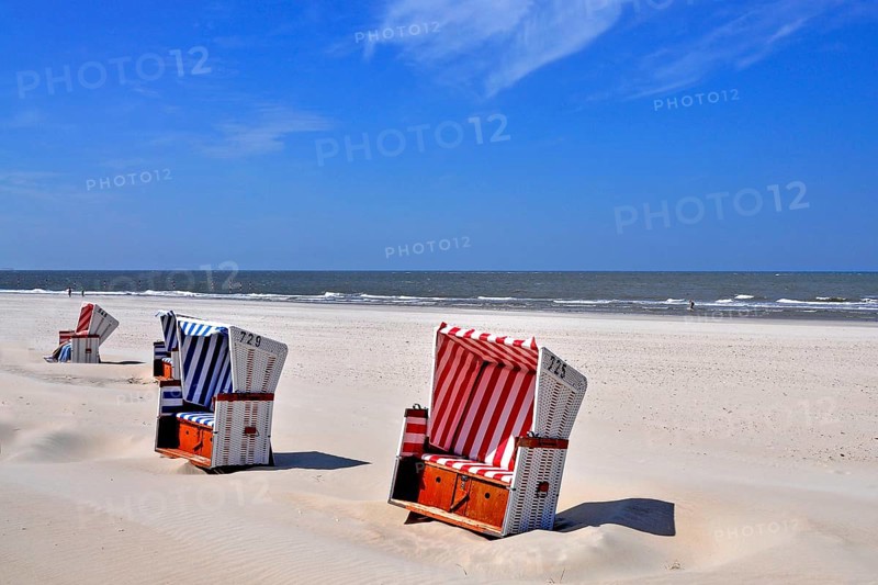 Baltrum Island, beach chairs, beach, North Sea, East Frisian Islands, East Frisia, Lower Saxony, Federal Republic of Germany