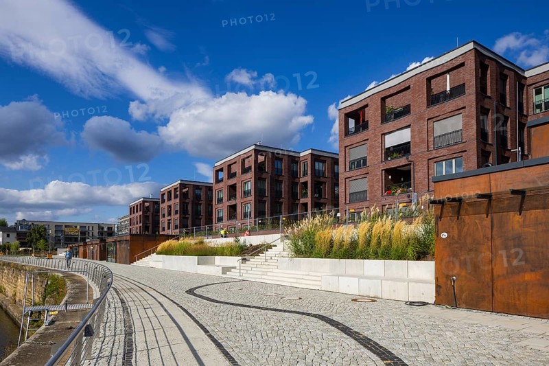 New development area Hafen City, on the site of the old neustädter Elbhafen harbour, Wohnungsbau Dresden, Dresden, Saxony, Germany, Europe