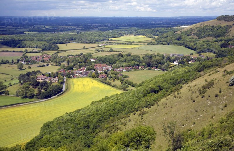 Nucleated spring line village of Poynings set in the clay farmland of the Weald, West Sussex, England, United Kingdom, Europe