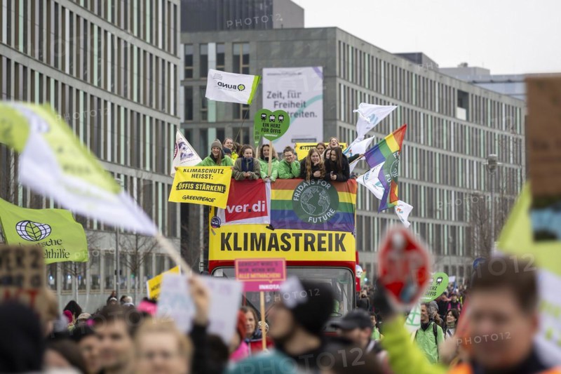 Joint strike by Fridays for Future and local transport workers from the ver.di trade union, in Berlin, 1 March 2024
