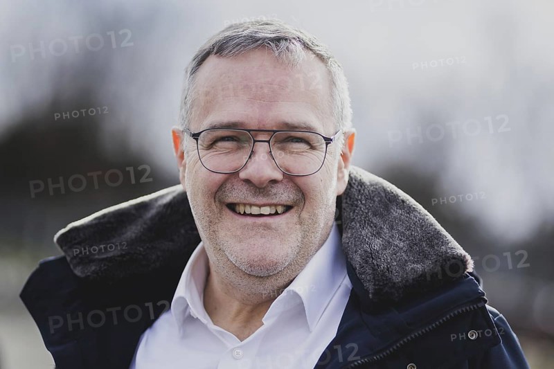 Jörg Dittrich, President of the German Confederation of Skilled Crafts, pictured as part of a protest action by the German Confederation of Skilled Crafts in front of the Federal Chancellery in Berlin, 26 February 2024. The German Confederation of Skilled Crafts demonstrates against the economic policy of the Federal Government as well as the high level of bureaucracy and the improvement of location conditions