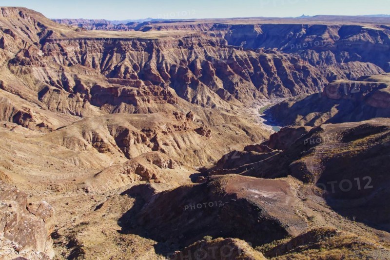 Canyons of the Fish River Canyon. The Fish River Canyon is part of the state-owned Ais-Ais Richtersveld Transfontier Park. Karas region, southern Namibia