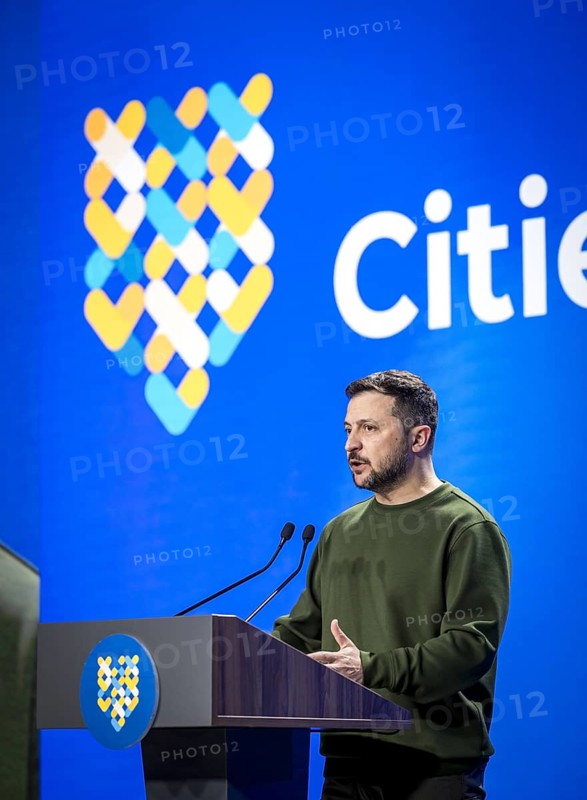 Speech by the Ukrainian President Volodymyr Selenskyj at the Summit of Cities and Regions in Kiev. 'Photographed on behalf of the Federal Ministry for Economic Cooperation and Development'