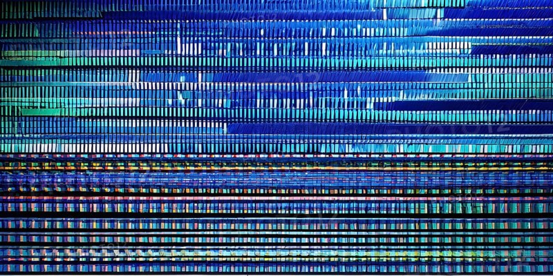 Abstract 3d pixel art technology themed pattern featuring random mosaic in vibrant hues, AI generated