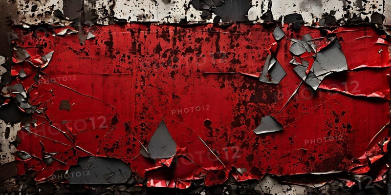 Vintage style collage featuring textured grunge posters in hues of black and red, AI generated