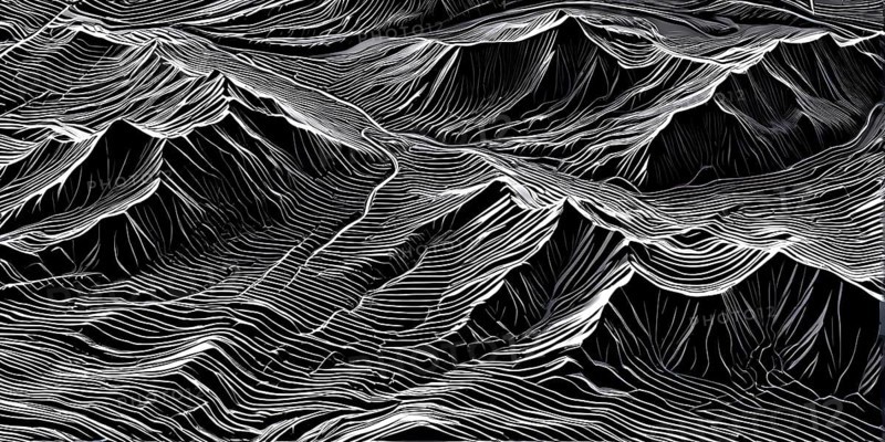 Abstract topographic map contour with complex terrain patterned, AI generated