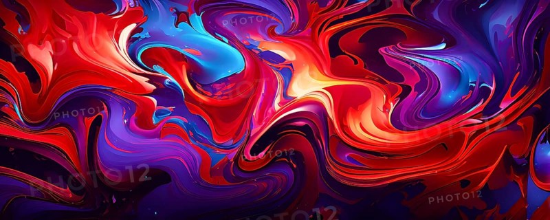 Abstract swirled pattern intertwining gradients of vibrant red and purple colors, AI generated