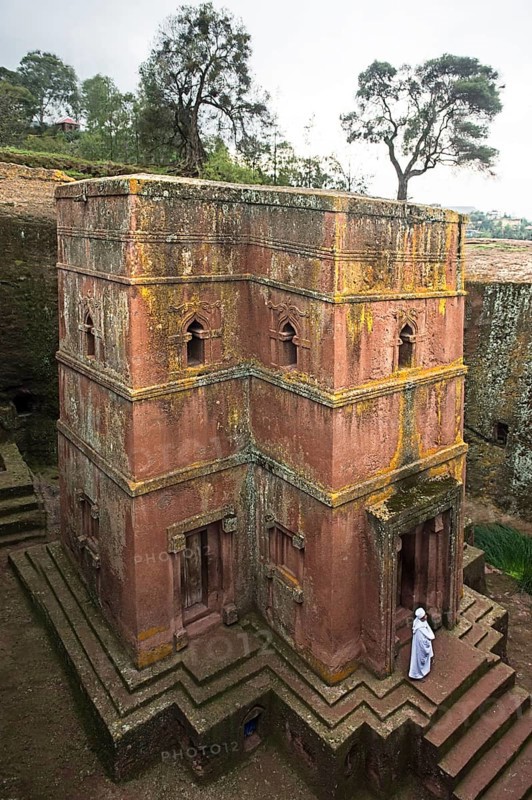 Underground monolithic rock church Biete Giyorgis, Saint George, dedicated to the holy patron saint of Ethiopia, UNESCO World Heritage Site Lalibela, Ethiopia, Africa