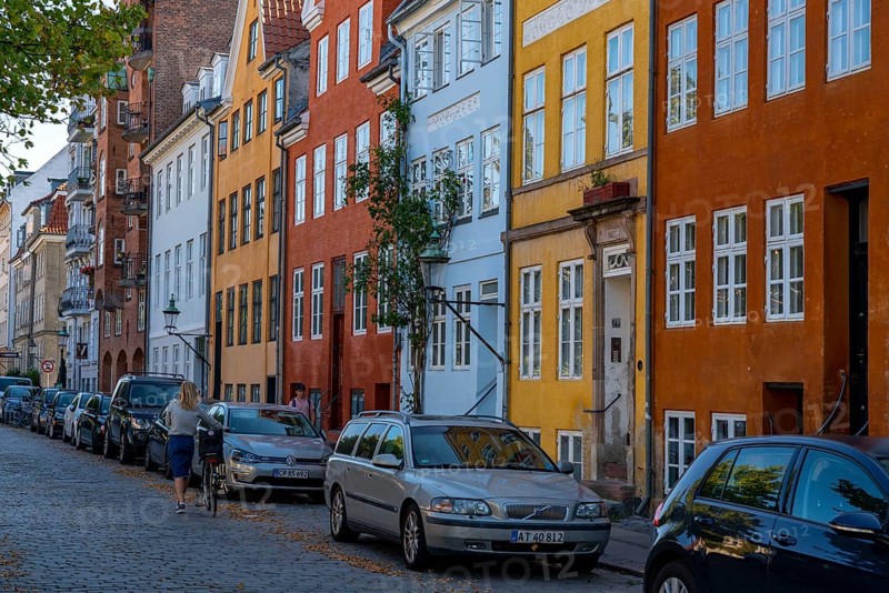Christianshavns, old residential buildings on Overgaden Oven Vandet, old district, at the same time very lively and hip neighbourhood, crossed by many canals, with shops, pubs, living space, Copenhagen, Denmark, Europe