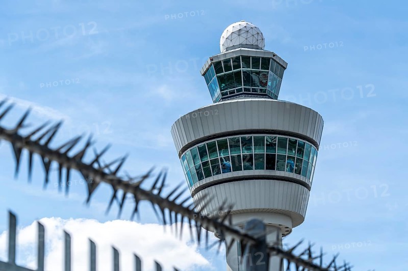 Amsterdam Schiphol Airport, air traffic control tower, radar, security fence, Amsterdam, Netherlands