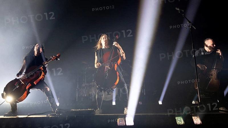 Perttu Kivilaakso, Eicca Toppinen and Paavo Lötjönen from Apocalyptica live on Plays Metallica Vol.2 Tour 2024 at the Columbiahalle in Berlin on 13 October 2024