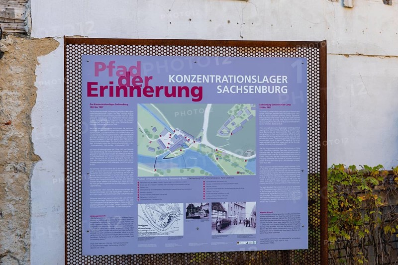 Sachsenburg concentration camp memorial on the Zschopau, Sachsenburg, Sachsenburg, Saxony, Germany, Europe