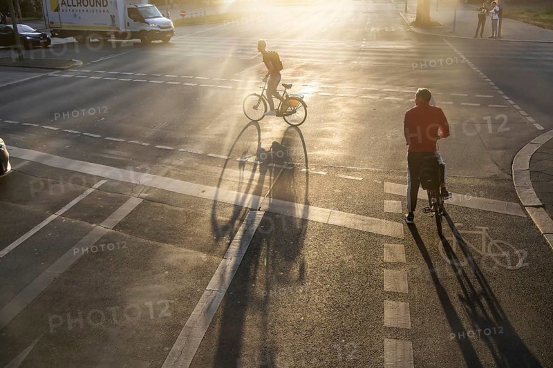 Cycle path against the light. Marking on the road. Berlin, Germany, Europe