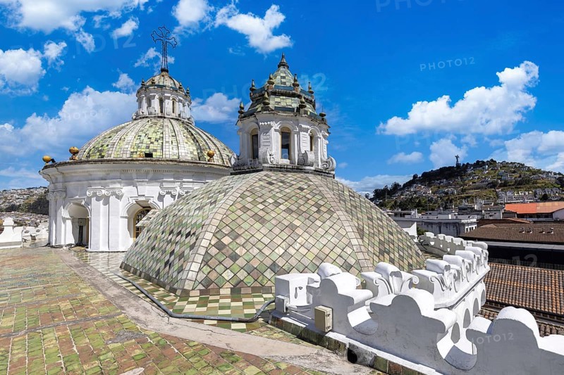 Quito, Ecuador. Society of Jesus church near cathedral basilica San Francisco in historic center