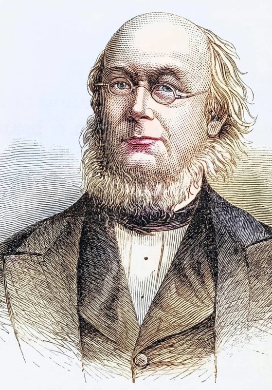 Horace Greeley 1811 to 1872, American publisher, founder of the Liberal Republican Party, reformer and politician. From the book A Brief History of the United States, published by AS Barnes and Company, ca. 1885, Historic, digitally restored reproduction from a 19th century original, Record date not stated