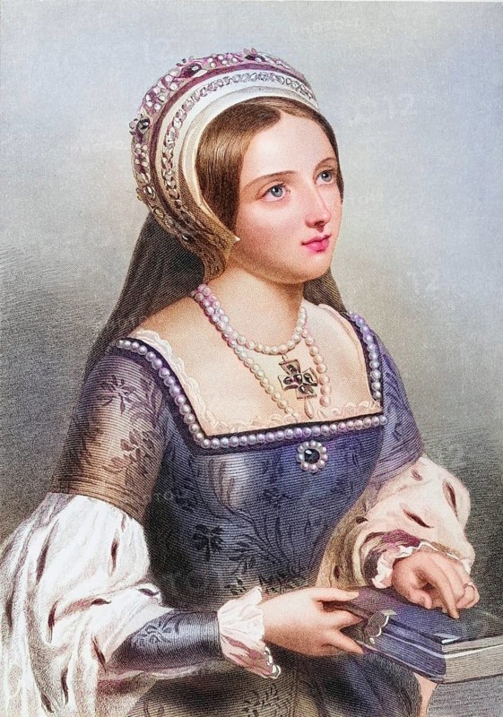 Catherine Parr, also called Katherine, 1512-1548, English queen. Sixth woman of Henry VIII of England, engraved by W.H.Mote after J.W.Wright, from the book The Queens of England, Volume II by Sydney Wilmot. Published in London c. 1890, Historic, digitally restored reproduction from a 19th century original, Record date not stated