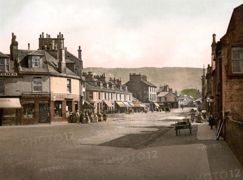 Main Street, Largs, town on the Firth of Clyde in North Ayrshire, Scotland, Historic, c. 1900, digitally restored reproduction after an original from the 19th century