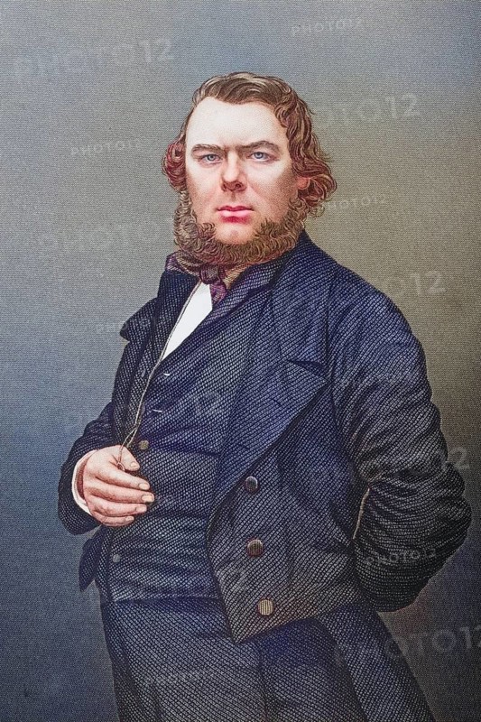 Hugh Stowell Brown, 1823-1886, vicar of Liverpool. Painted by DJ Pound after a photograph by Mayall. From the book The Drawing-Room Portrait Gallery of Eminent Personages, published in London in 1859, digitally restored reproduction from a 19th century original, record date not stated