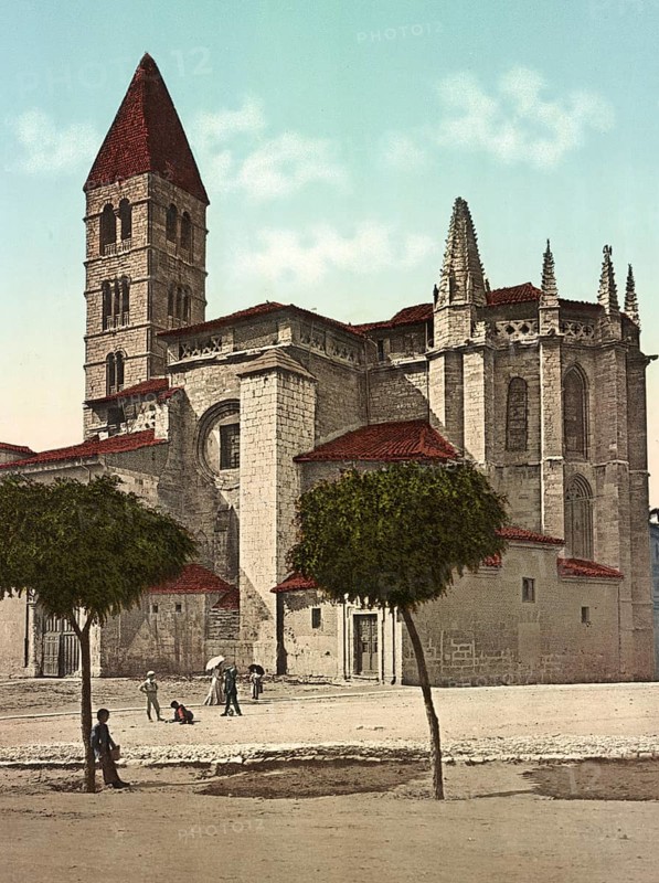 The Church of Saint Mary the Ancient, is a 12th-century church in Valladolid, central Spain, digitally restored reproduction from a 19th century original, record date not stated, The Church of Saint Mary the Ancien, is a 12th-century church in Valladolid, central Spain, digitally restored reproduction from a 19th century original, record date not stated