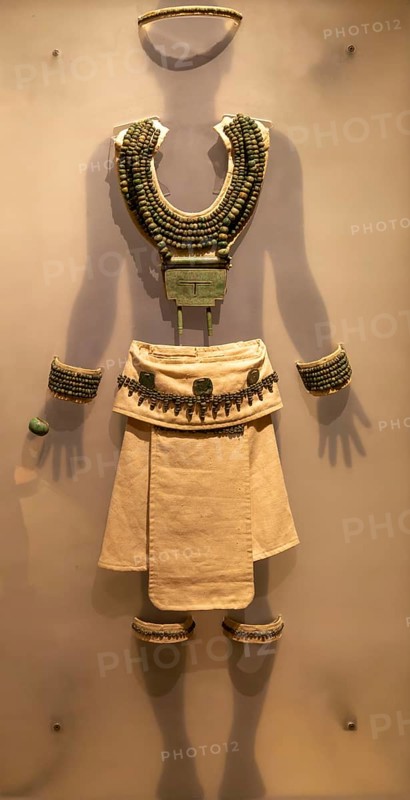 Funeral goods and clothing of ruler from Calakmul 600-750 AD, museum of Mayan Archaeology, Campeche city, Mexico, Central America