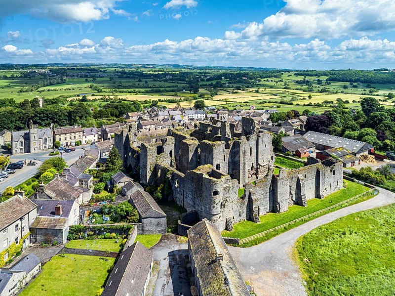 Middleham Castle from a drone, Middleham, Wensleydale, North Yorkshire, England, United Kingdom, Europe