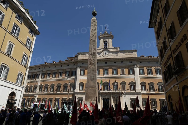 Obelisco di Montecitorio or Obelisco Solare on the Piazza Montecitorio in front of the Palazzo Montecitorio, or Palazzo di Montecitorio, seat of the Chamber of Deputies of the Italian Parliament, Rome, Italy, Europe