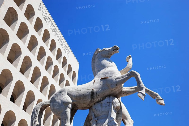Palazzo della Civilta Italiana, Palace of Italian Civilisation, also Palazzo della Civilta del Lavoro, Colosseo quadrato, Esposizione Universale di Roma, Universal Exposition of Rome, EUR, Italy, Europe