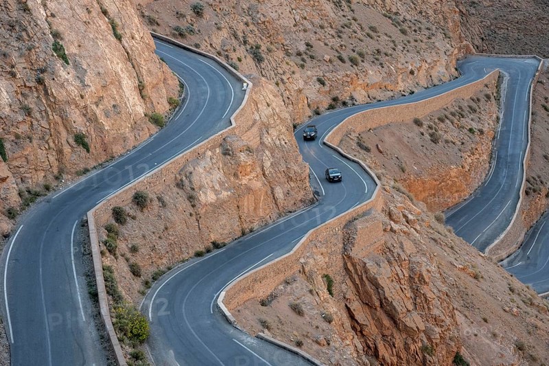 Mountain pass with serpentines, Gorges du Dades, Dades Gorge, Tamellalt, Morocco, Africa