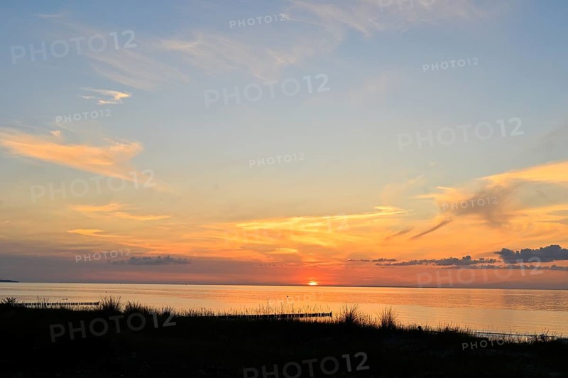 Sunset on the beach of the island of Poel, Mecklenburg-Western Pomerania, Germany, Europe