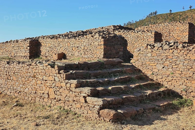 Ruins of the palace of the Queen of Sheba near Aksum, Axum, Dongur Palace, Ethiopia, Africa