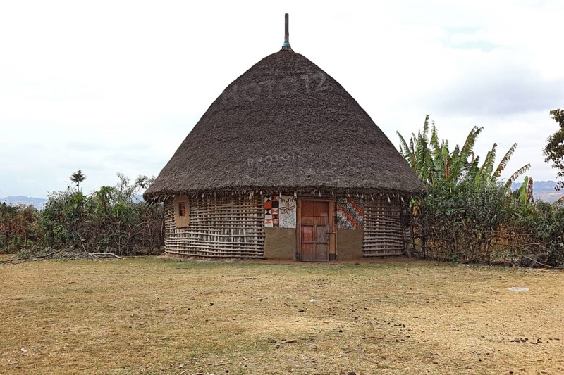 The house of a Silte family, typical round houses in the south of the country, round hut, Ethiopia, Africa